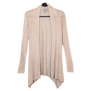Cyrus Pointelle Knit Cardigan Sweater Small Cream Open Long Sleeve Lightweight